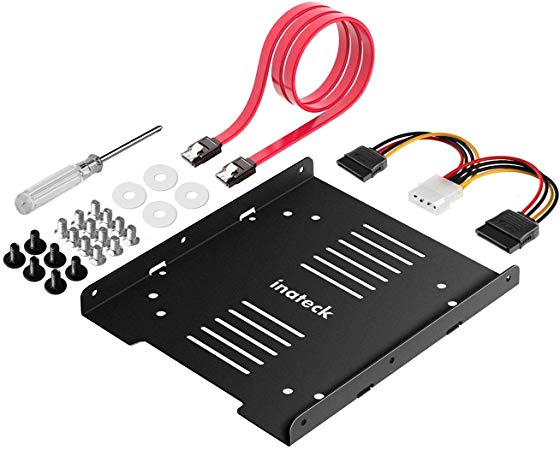 Inateck mounting frame for 2.5" HDD/SSD, 2.5" to 3.5" internal dual hard drive frame, supports 1 SSD/HDD incl. Mounting accessories and SATA 3 cables