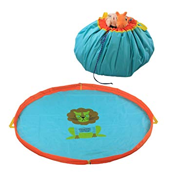 iDili Play Mat and Toy Storage Bag Large Size 60 Inches Diameter Polyester Material (Blue)