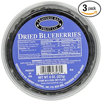 Traverse Bay Fruit Dried Blueberries, 8 Ounce (Pack of 3)