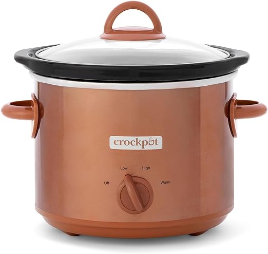 Crock-Pot 3 Quarts Manual Design Series Slow Cooker with 3 Manual Heat Settings Cooks Meals for 3 Plus People with Removable Stoneware Bowl, Copper