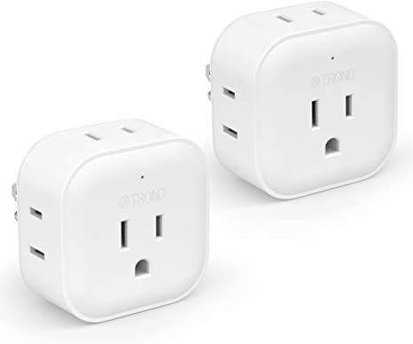 TROND Multi Plug Outlet Extender - 2 Packs Outlet Splitter with 4 Electrical Charger Cube Outlets, 5 Way Outlet Wall Adapter, Wall Tap Flat Outlet Adapter for Cruise Home Office Dorm Room Essentials