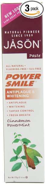 JASON Cinnamon Mint PowerSmile Whitening Toothpaste, 6 Ounce Tubes (Pack of 3)