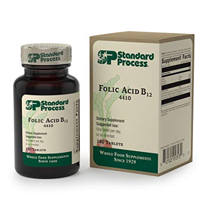 Standard Process - Folic Acid B12 - Folic Acid and Vitamin B12 Supplement, Supports Cellular Health, Circulatory and Nervous Systems, Healthy Homcysteine Levels - 180 Tablets