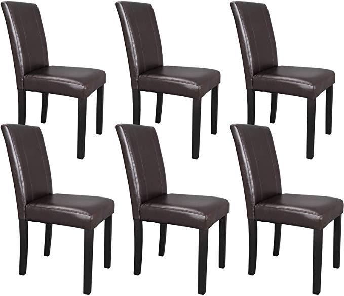 ZENY Leather Dining Chairs with Solid Wood Legs Chair Urban Style, Set of 6