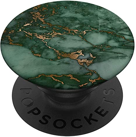 Elegant Dark Jewel Tone Forest Green & Copper Marble Pattern PopSockets PopGrip: Swappable Grip for Phones & Tablets