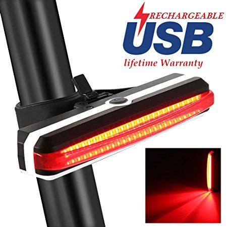 Bike USB Rechargeable Tail Light - Waterproof Safety Warning Bicycle Tail Light, Ultra Bright LED 150ft Light Visibility 6 Modes,500mAh 6 hrs (Max) Easy Install on Mountain Bike, Helmets