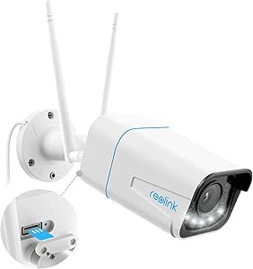 Reolink 5MP Camara Vigilancia WiFi Exterior con Focos, Cámara IP WiFi de 2,4/5 GHz, Visión Nocturna en Color, Detección de Personas/Vehículos, Zoom Óptico 5X, Audio Bidireccional, RLC-511WA