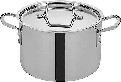 WINCO Tri-Ply Stock Pot, 6-quart-qt-6qt, Silver