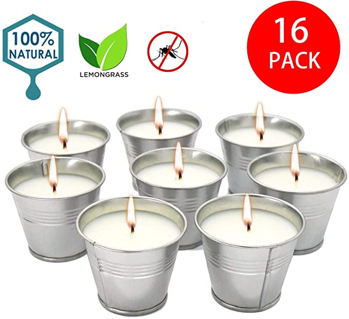 XYUT CItronlla Candles Natural Soy Wax Tin Indoor/Outdoor Decorative Set of 16