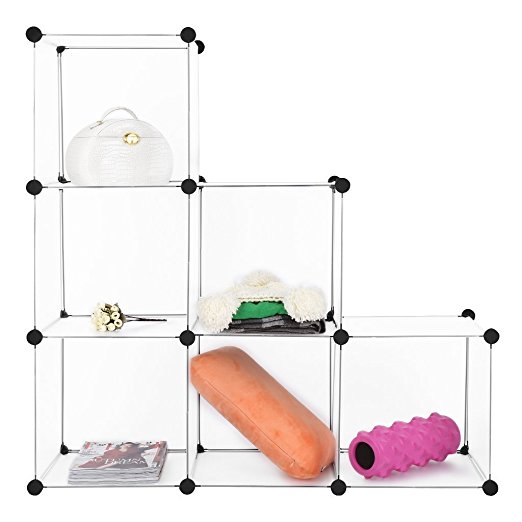 ZideTang 6-Cube DIY Modular Shelving Storage Cube Organizer Open Closet without Doors Color White