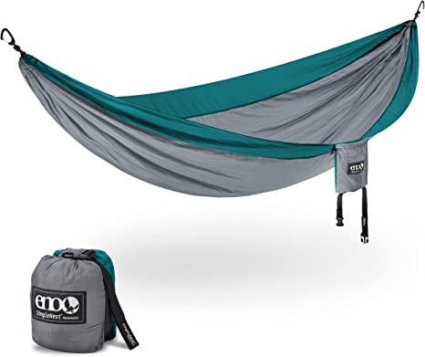 ENO SingleNest Hammock - Lightweight, 1 Person Portable Hammock - for Camping, Hiking, Backpacking, Travel, a Festival, or The Beach - Grey/Seafoam