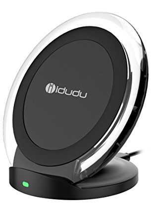 Qi Wireless Charger for iPhone X iPhone 8 8 Plus, iDudu Fast Wireless Charging Stand Pad for Galaxy Note 8 S8/ S8 Plus/ S7 / S7 edge / S6 edge plus Note 5 (Black)