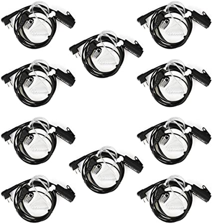 Retevis Two Way Radio Headset Acoustic Tube Earpiece with Mic for Motorola CLS1110 CLS1410 CP100 RDU4100 RMM2050 HYT TC-600 Walkie Talkies (10 Packs)