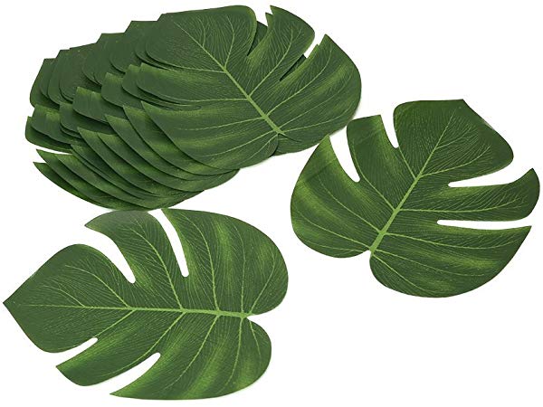 Shintop Artificial Tropical Leaves, Fake Palm Leaves Hawaiian Luau Party Jungle Beach Theme Decorations for Birthday, Wedding, Prom, Events (12pcs)