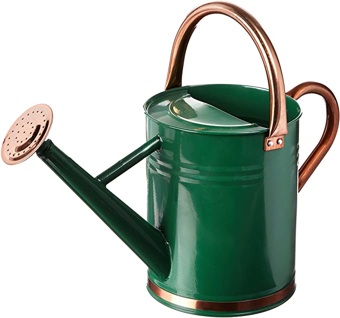 Gardman 8327 Hunter Green Galvanized Steel Watering Can with Copper Accents, 1-Gallon