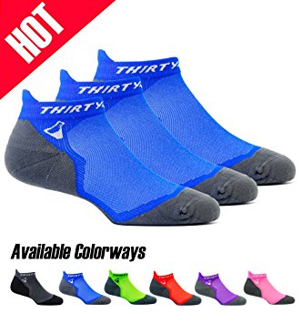 Thirty48 Ultralight Athletic Running Socks for Men and Women with Seamless Toe, Moisture Wicking, Cushion Padding