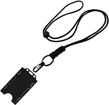 Exoticdream Military Grade Heavy Duty Utility Necklace Paracord Lanyard Keychain Whistles Wrist Strap Parachute Rope Badge Camera Cellphone Waterproof Case Holder Metal Hook Outdoor Campus (Black)