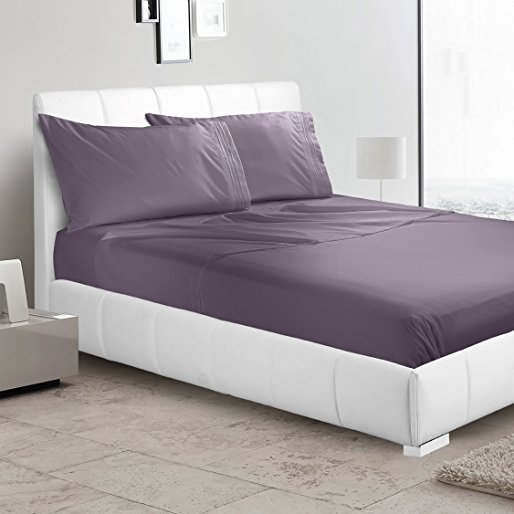 Luxury Flat Sheet by Nestl Bedding - Premium Quality Silky Soft Hypoallergenic Microfiber - Wrinkle, Fade & Stain Resistant Bed Sheet - King, Eggplant Purple