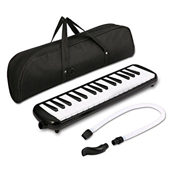 Melodica instrument - NASUM 32 Key Piano Style Melodica,Melodica keyboard Suitable for Teaching and Playing,with Carrying Case (Black)