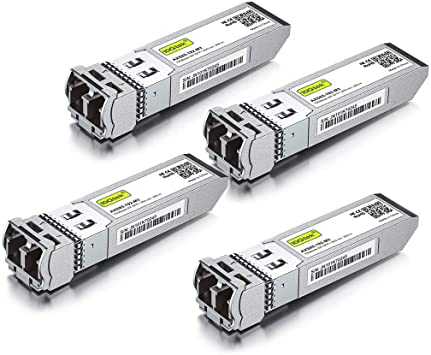 [4 Pack] 10G SFP  SR Multimode Fibre Module- 10GBase-SR LC Transceiver Compatible for Cisco SFP-10G-SR, Meraki MA-SFP-10GB-SR, Mikrotik S 85DLC03D, Ubiquiti, Netgear, Zyxel, Qnap, Synology, D-Link