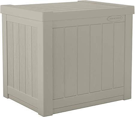 Suncast Small SS500 22 Gallon Resin Deck Storage Box, Light Taupe