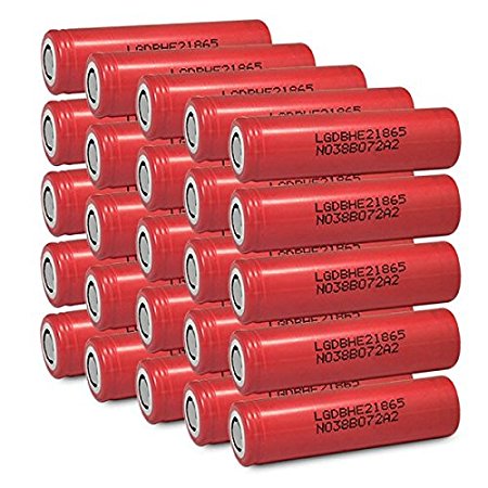 25 LG HE2 18650 2500mAh 35A 3.7v Rechargeable Flat Top Batteries