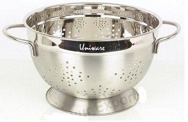 Uniware Professional Stainless Steel German Style Colander, Silver, Heavy Duty (Set of 3 (3   5   8 Qt))