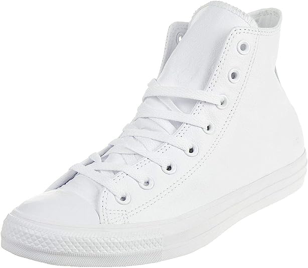 Converse Chuck Taylor All Star Leather High Top Shoe, white monochrome, 7.5 D(M) US Men / 9.5 B(M) US Women