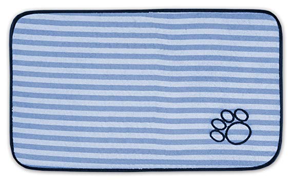 Bone Dry DII Small Microfiber Pet Mat for Food, Water, Treats, Ultra-Absorbent & Machine Washable Food Mat for Dogs and Cats