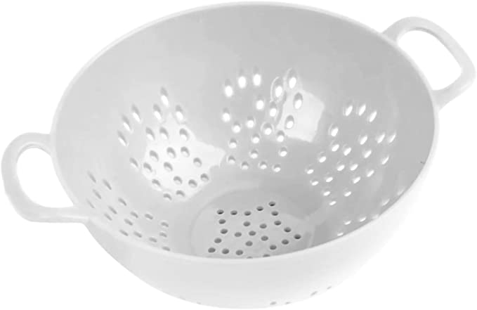 Meadow Lane Goods 6-Inch, 3 Cup Personal Colander With Dual Handles For Fruit & Vegetable Portion Control (1 Pack, White)