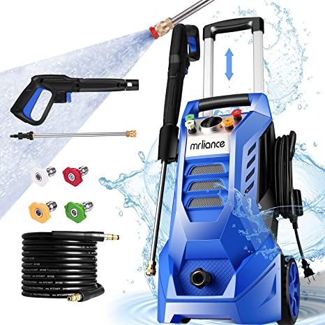 mrliance Electric Pressure Washer 2.7GPM Power Washer 2000W High Pressure Washer Cleaner Machine with 4 Interchangeable Nozzle & Hose Reel, Best for Cleaning Patio, Garden,Yard