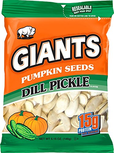 GIANTS Pumpkin Seeds, Dill Pickle Flavored Roasted 5.15 oz. (Pack of 12)