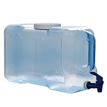 For Your Water 3 Gallon 11.36 Liter Long Refrigerator Bottle Drinking Water Dispenser w/ Faucet BPA Free & FDA Approved - Made in the USA - Blue - 100mm Screw Cap 15.625" x 6.5" x 9"