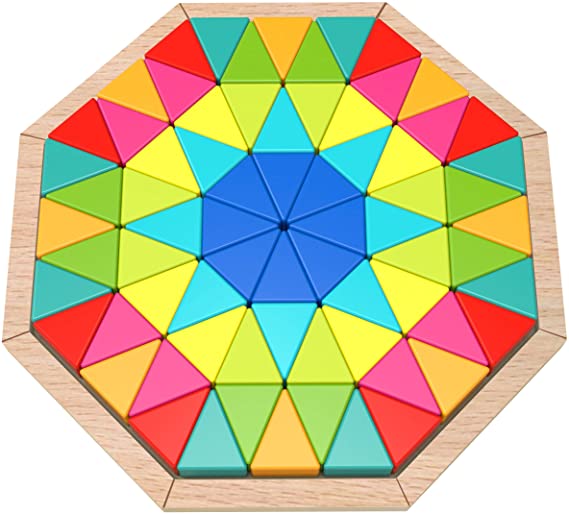 Fat Brain Toys Play Pattern Puzzle - Octagon Wooden Toys for Ages 3 to 5