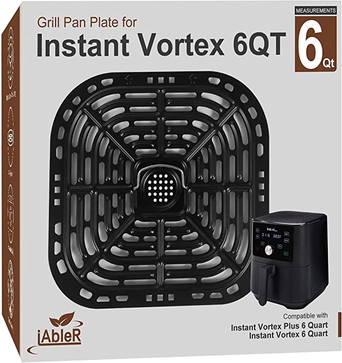 iAbler Instant Vortex Air Fryer Replacement Tray, Air Fryer Grill Plate for Instant Vortex 6 Qt Crisper Plate 6 Quart Accessories Mesh Cooking Rack NonStick