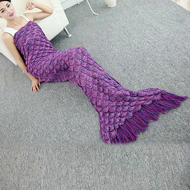 AniiKiss Soft And Comfortable Mermaid Blankets for Kids and Adults (purple)