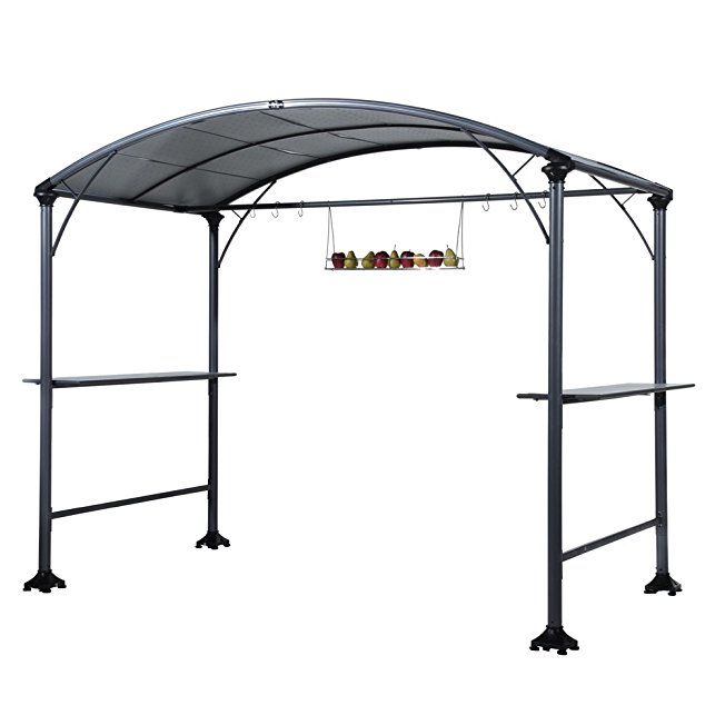 Abba Patio 9' x 5' Outdoor Backyard BBQ Grill Gazebo with Steel Canopy, Gray