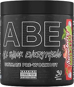 Applied Nutrition ABE Pré-Entraînement - All Black Everything Poudre Pre Workout à Base de Citrulline, de Créatine et de Bêta-Alanine, Énergie (375 g (Lot de 1), Strawberry Mojito)