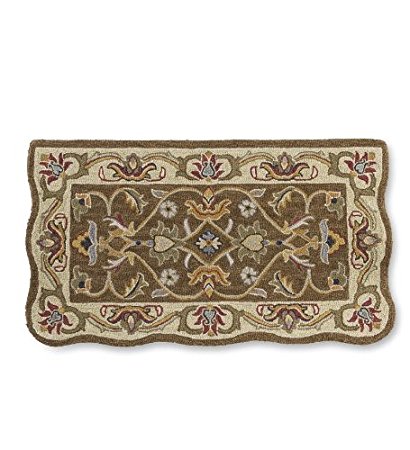 Rectangular Hand Tufted Fire Resistant Scalloped Wool Fireplace McLean Hearth Rug 25 W x 45 L Brown/Gold