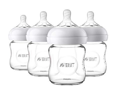 Philips Avent Natural Glass Baby Bottle, 4oz, 4pk, SCF701/47