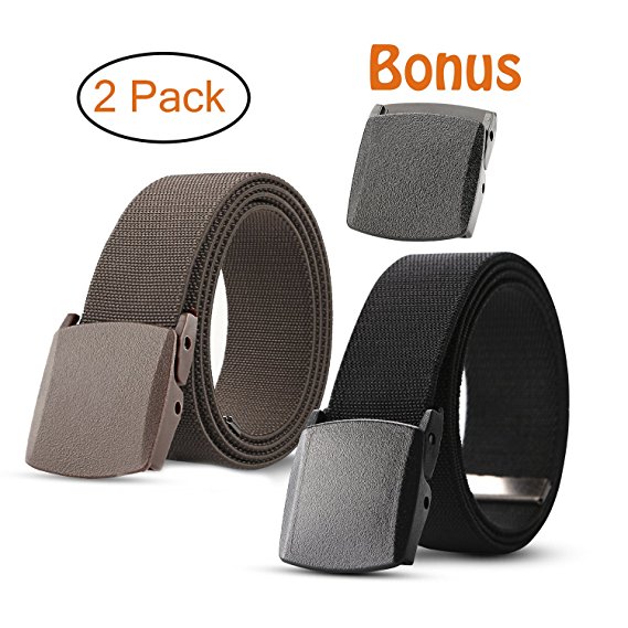 Men's Elastic Stretch Belt, JASGOOD Outdoor Plastic Belt with Removable Buckle Hiking Belt 38mm