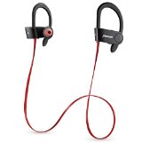 Parasom A6 Wireless Bluetooth Headphones Sports Noise Cancellation Earphones Sweatproof Earhook Design Superb Sound with Mic For iPhone and all Android for Running Workout Blackred