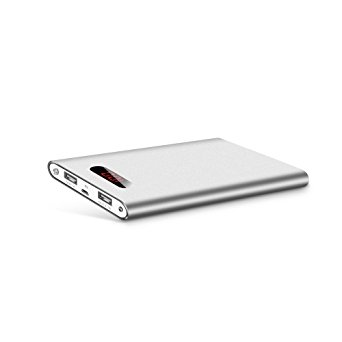 Polanfo M50000 Portable Power Bank 12000mAh External Battery Charger, Ultra Slim Design with 2 USB Ports for iPhone7 Plus 6s 6 Plus, iPad, Samsung Galaxy and More (Silver)