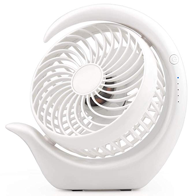 OPOLAR 3600mAh Battery Operated Personal Desk Fan, Rechargeable or USB Powered Small Portable Fan, 8-24H Work Time, Strong Airflow, 3 Speed Quiet Mini Fan for Reading, Working, Office, Gym, Truck