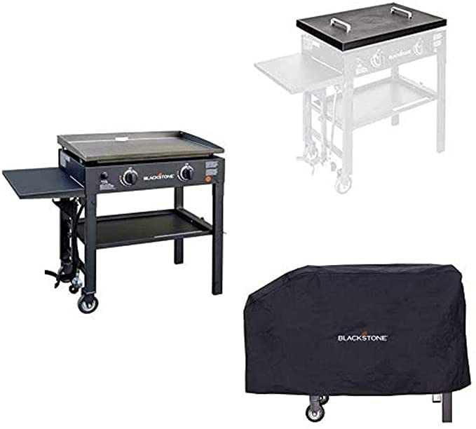 Blackstone 28 inch Griddle Combo - Blackstone 28 inch Outdoor Flat Top Gas Grill Griddle Station - 28" Hard Top Cover - 28" Heavy Duty Griddle Cover