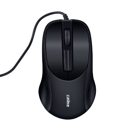 Shadow 3-Button Waterproof USB Symmetrical Optical High Precision Wired Mouse compatible with Mac and PC Black(B003W )