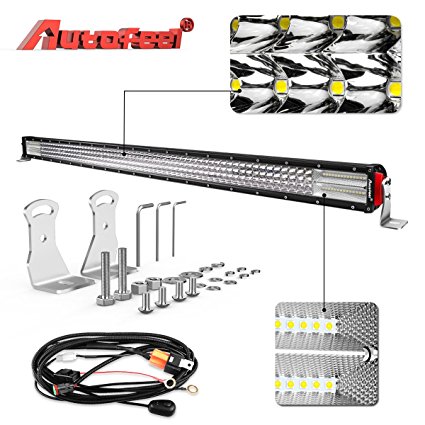 LED Light bar Straight, AutoFeel 52" 900W 90000LM 8D Quad Row Spot Flood Combo Beam Lightbar Off Road Auto Work LED Light Bar for Truck Jeep ATV UTV Wrangler SUV Dodge Ram 4x4 Ford Golf