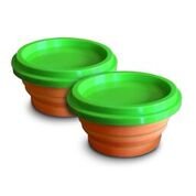 Unique Baby & Toddler Snack Bowls 2 Pack Collapsible With Lids BPA Free Safe Silicone Perfect For Everyday Use & On The Go Snack Bowls, Cereal Bowls Baby Food Storage Containers And Feeding Gift Sets By Sweet Baby Carrot Adults Love 'Em Too!