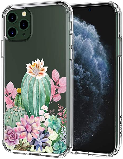 MOSNOVO iPhone 11 Pro Case, Tropical Cactus Cacti Succulents Pattern Clear Design Transparent Plastic Hard Back Case with TPU Bumper Protective Case Cover for Apple iPhone 11 Pro (2019)