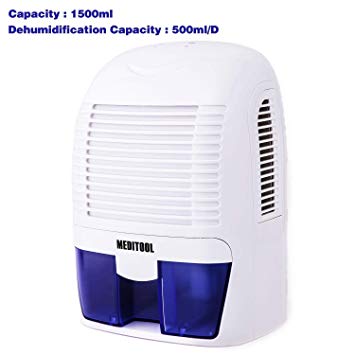 Rendio Auto Quiet Portable Compact Home Dehumidifiers, Electric Dehumidifier with 1.5L Water Tank for 2200 Cubic Feet Basement, Damp Air, Mold, Moisture in Home, Kitchen, Bedroom, Caravan, Office, Gar